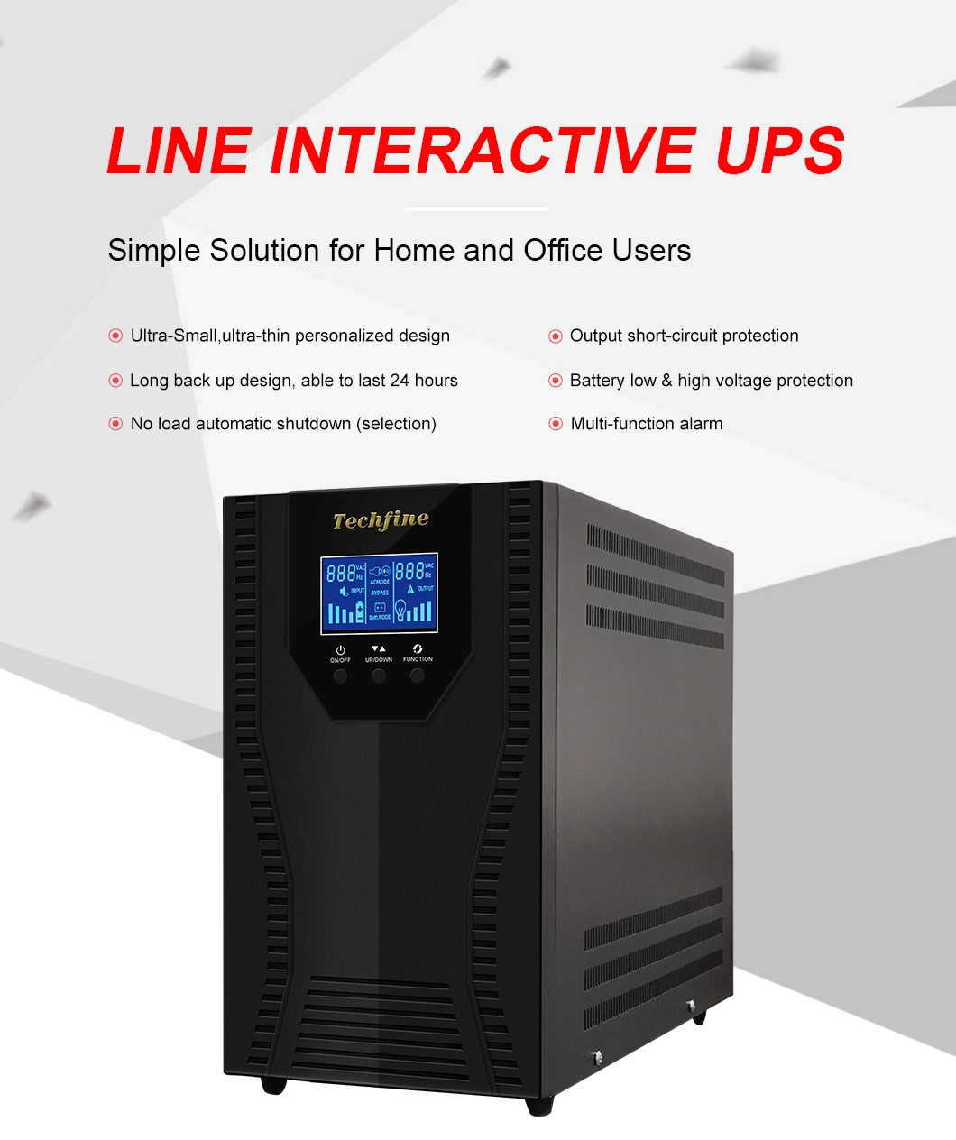 Pure Sine Wave 2kVA Line-Interactive UPS Uninterruptible Power Supply