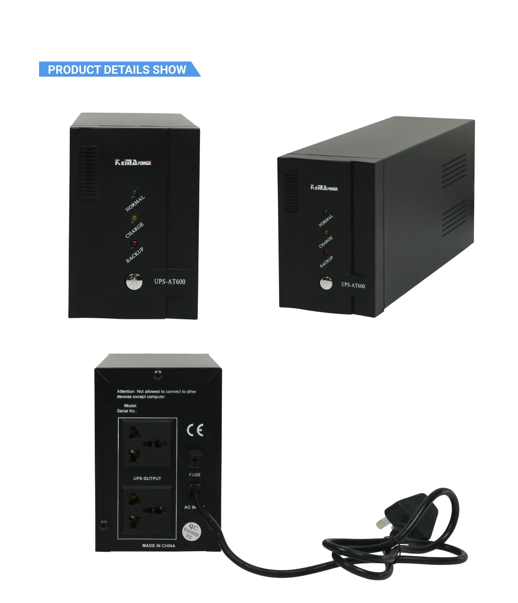 Customized Professional Manufacturer 400va 500va 650va 800va 1000va Backup UPS Computer off Line UPS