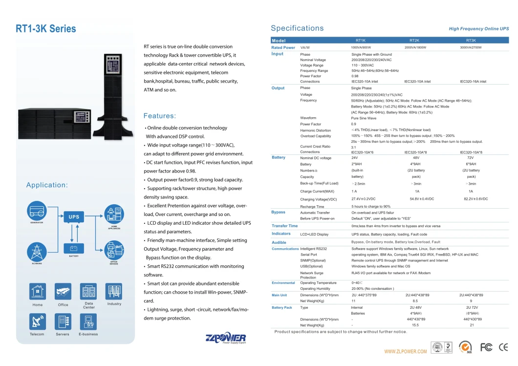 High Quality 10000va Rack Mount Online UPS with Battery Pack