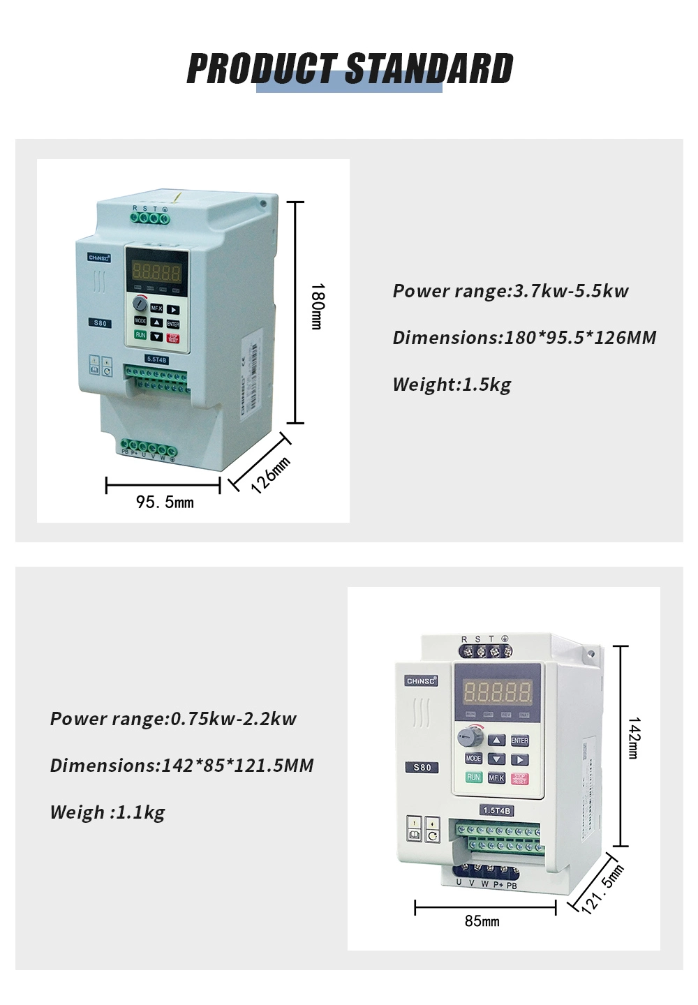 High Efficiency Frequency Inverter VFD AC Drive VSD Three Phase Solar Inverter